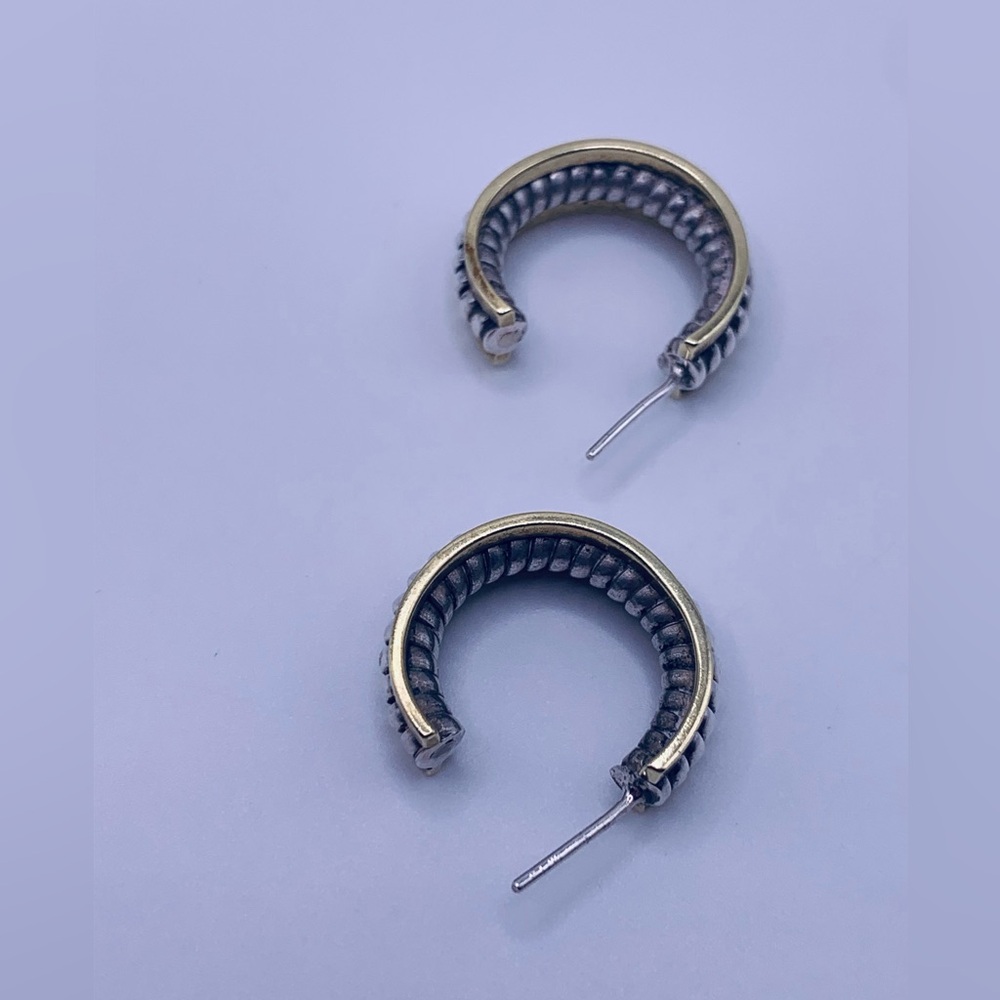 Silpada Vintage Sterling Silver & Brass Braided Hoop on Post Earrings - Picture 9 of 15